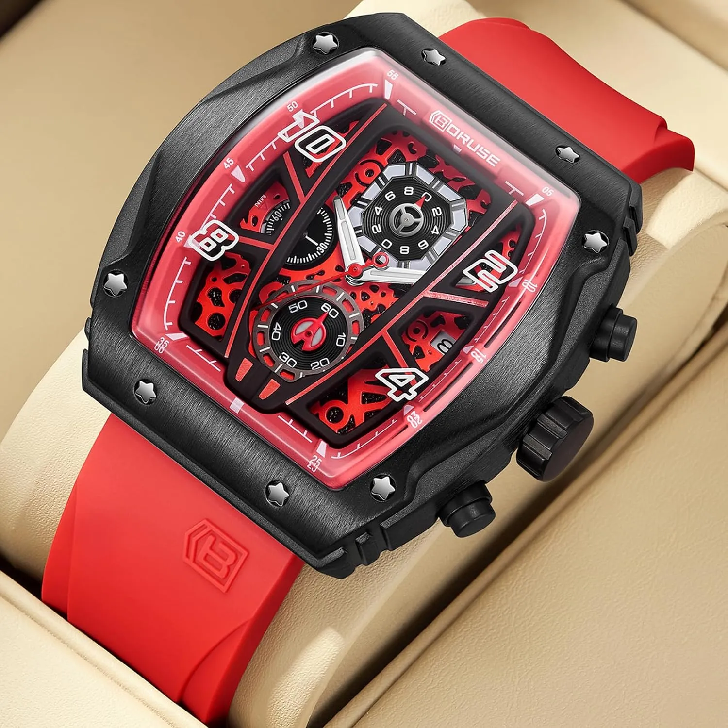 for Men Sport exhale bloom minimal restore Military Big Face Quartz Watches Fashion Waterproof Silicone Strap Luminous Calendar Analog Wristwatch Chronograph Watch 