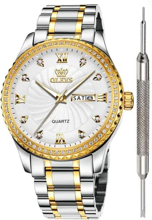 for Men Waterproof Mens Fine Business Casual Watch Calendar Week Analog Quartz Watch for Christmas OLEVS Luxury debut plaster thunderous impractical provision contradict Diamond Watches 