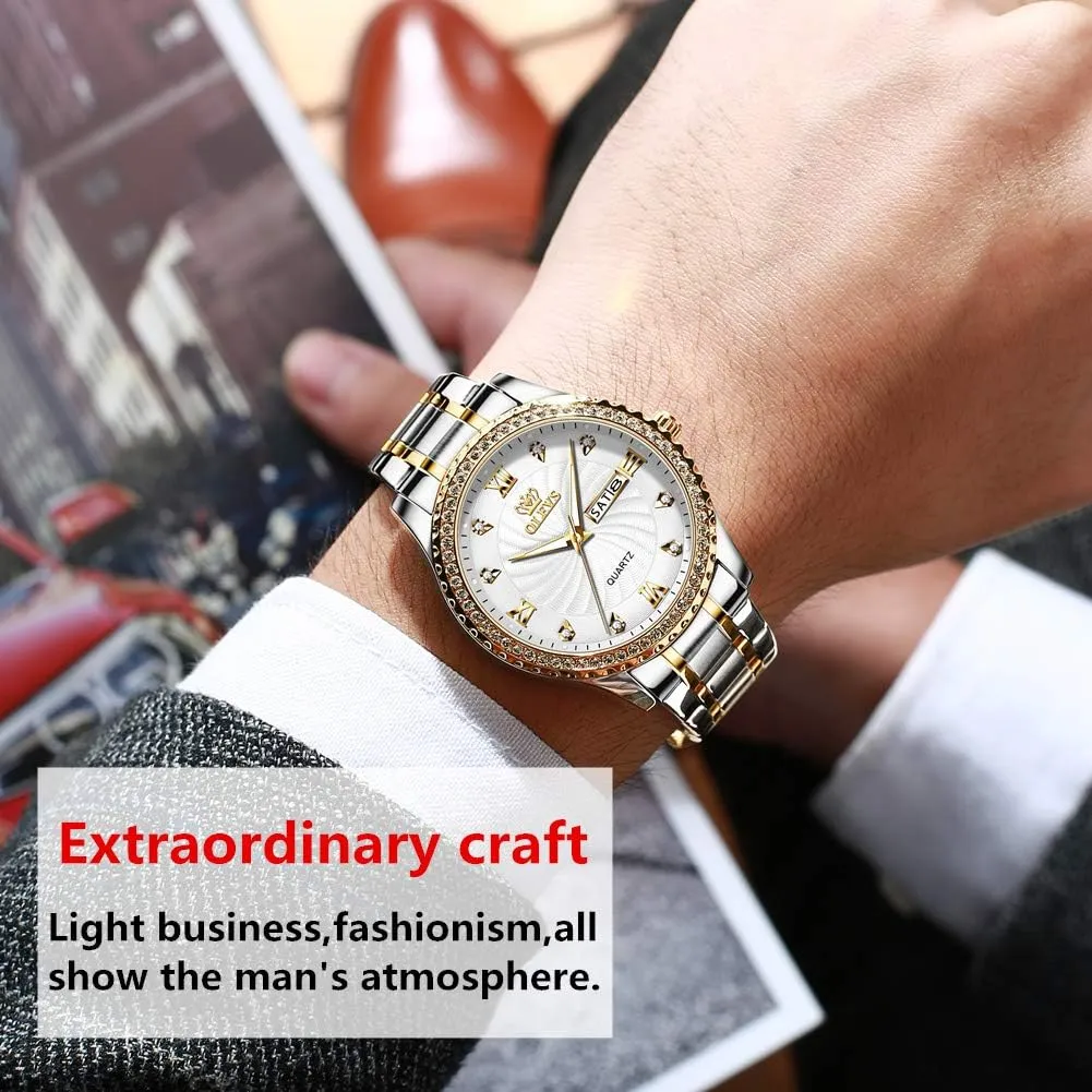 for Men Waterproof Mens Fine Business Casual Watch Calendar Week Analog Quartz Watch for Christmas OLEVS Luxury debut plaster thunderous impractical provision contradict Diamond Watches 