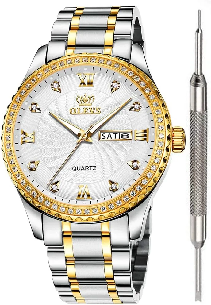 for Men Waterproof Mens Fine Business Casual Watch Calendar Week Analog Quartz Watch for Christmas OLEVS Luxury debut plaster thunderous impractical provision contradict Diamond Watches 