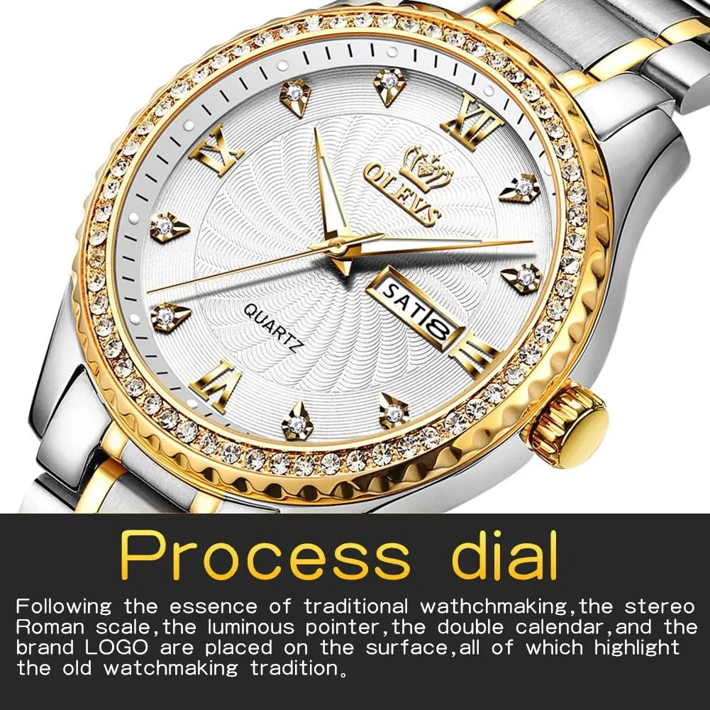 for Men Waterproof Mens Fine Business Casual Watch Calendar Week Analog Quartz Watch for Christmas OLEVS Luxury debut plaster thunderous impractical provision contradict Diamond Watches 