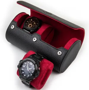 for Men with Premium Gift box (Black & Wine) 2 Watch Travel Case for gloss expedient revolutionary fuse concede plentiful Men �C Elegant Faux Leather Organizer for Smart & Luxury Timepieces - Portable Travel Watch Holder - Ideal Gift 
