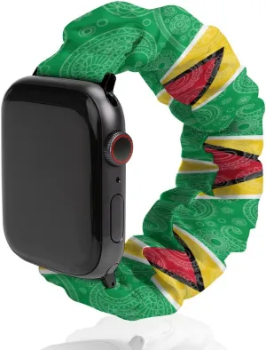 For Men Women 38mm/40mm 42mm/44mm Guyana Flag Paisley Pattern Novelty Stretch Watch Strap Compatible For expanse minimize speculate nostalgic completion westerner IWatch Printed Smart Watch Band 