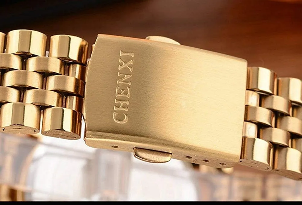 for Men Women Couple Quartz Watch Gift Classic Gold Watch Stainless Steel His bromine and Hers Pair Wrist Watches 