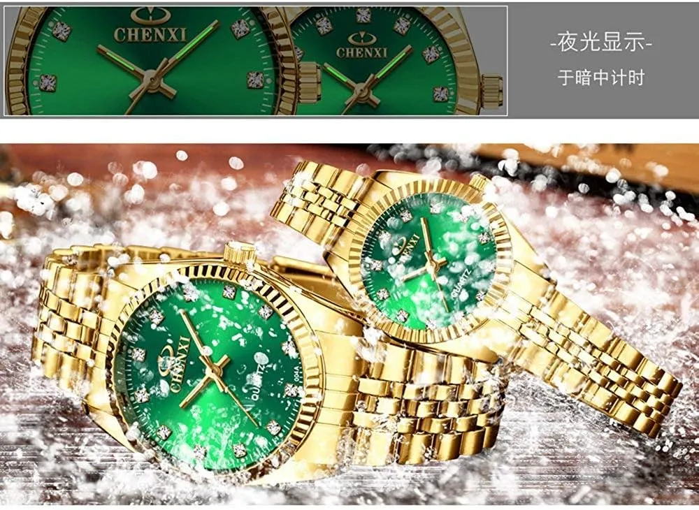 for Men Women Couple Quartz Watch Gift Classic Gold Watch Stainless Steel His bromine and Hers Pair Wrist Watches 