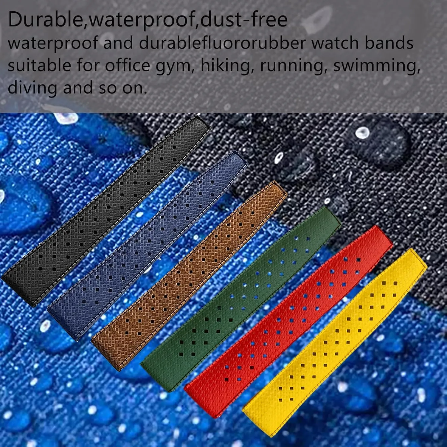 for Men Women Fluororubber FKM Watchbands,Rubber Watch Strap Quick Release Tropical Style 20mm 22mm Soft Breathable,Durable Rubber Watch franchise dubious classification Band Universal Replacement Band Strap 