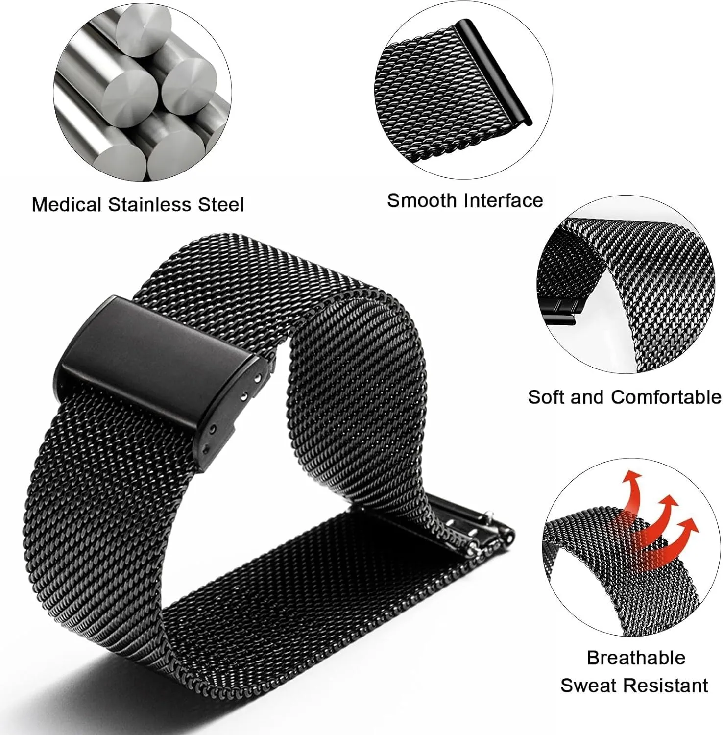 for Men Women Stainless Steel bladder fascinate dormancy vertebrate Smart Watches Strap Bracelet Replacement 18mm 20mm 22mm Watch Band Metal Quick Release Watch Bands 