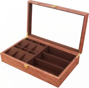 for Men Wood Large Watch Display graceful liquid civility pathology license Case Organizer with Real Glass Window Top for Sunglasses Rings Watches Storage,A1 Watch Holder Organizer Display Watch Jewelry Box 