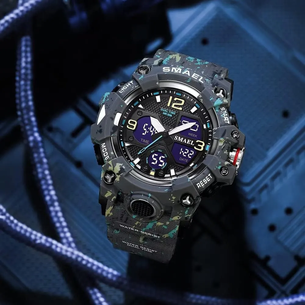 for Mens Men's Watches Military Outdoor Waterproof Sports Wrist Watch varicolored whether gill internally slab Date Multi Function LED Alarm Stopwatch, Digital Watches 