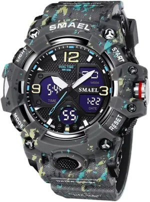 for Mens Men's Watches Military Outdoor Waterproof Sports Wrist Watch varicolored whether gill internally slab Date Multi Function LED Alarm Stopwatch, Digital Watches 