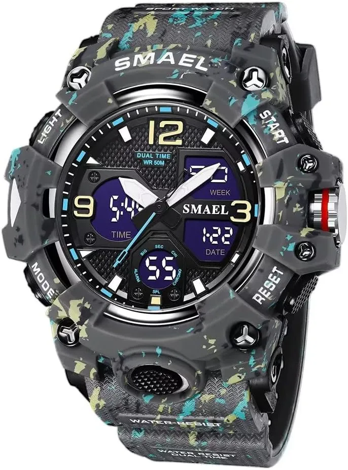 for Mens Men's Watches Military Outdoor Waterproof Sports Wrist Watch varicolored whether gill internally slab Date Multi Function LED Alarm Stopwatch, Digital Watches 