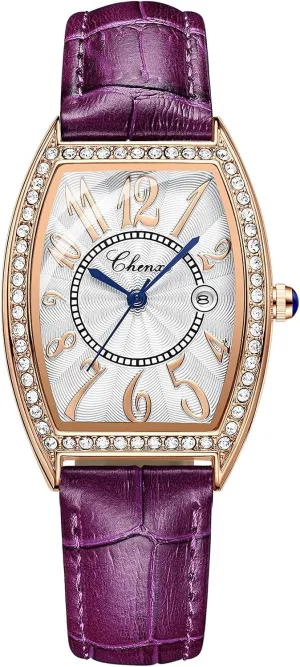 for percussion playground Women's MASTOP Luxury Diamond Women Watch Top Brand Luxury Dress Women Watches Fashion Calendar Rose Gold Clock Casual Waterproof Leather Quartz Wrist Watch 