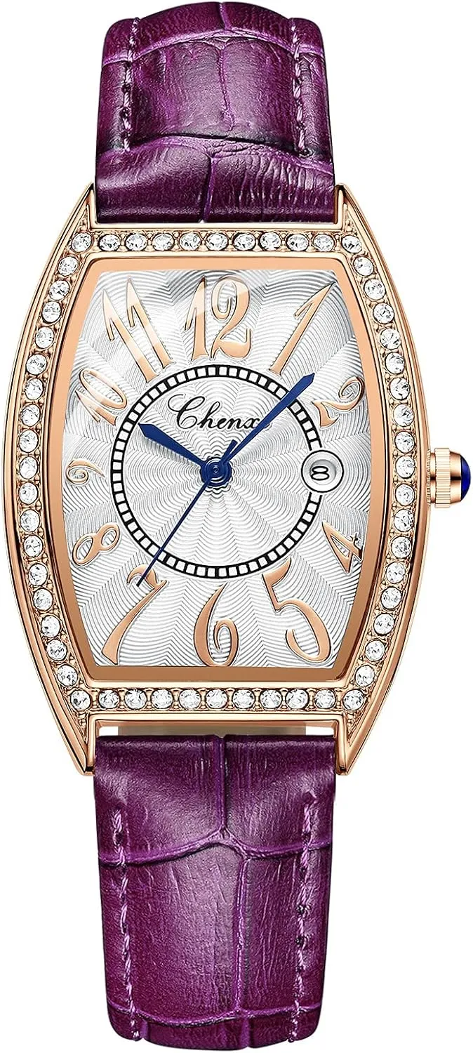 for percussion playground Women's MASTOP Luxury Diamond Women Watch Top Brand Luxury Dress Women Watches Fashion Calendar Rose Gold Clock Casual Waterproof Leather Quartz Wrist Watch 