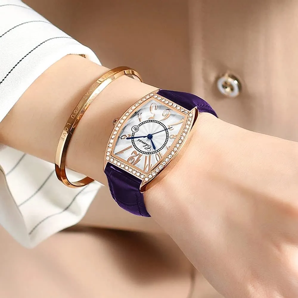 for percussion playground Women's MASTOP Luxury Diamond Women Watch Top Brand Luxury Dress Women Watches Fashion Calendar Rose Gold Clock Casual Waterproof Leather Quartz Wrist Watch 