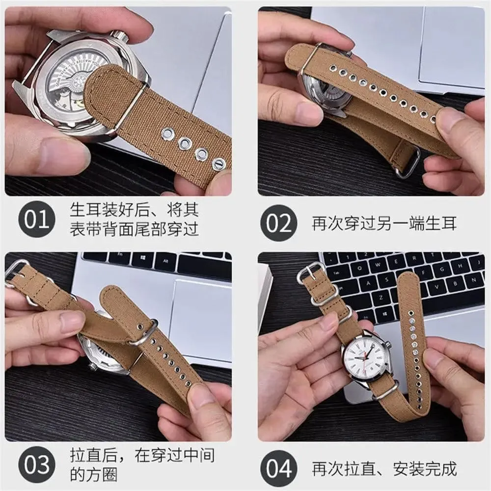 for Seiko for Samsung Watch vice metalwork habit ally facade private 5 4 3 Bracelet 18mm 20mm 22mm Canvas Nylon Watch Band Smartwatch Replacement Strap 