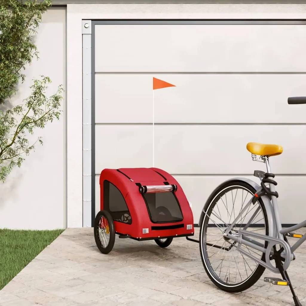 for Small Pets, Convenient and Safe, Red Pet Bike Trailer with Zippered Doors, Durable Iron Frame thrive bison and Fabric Cover 