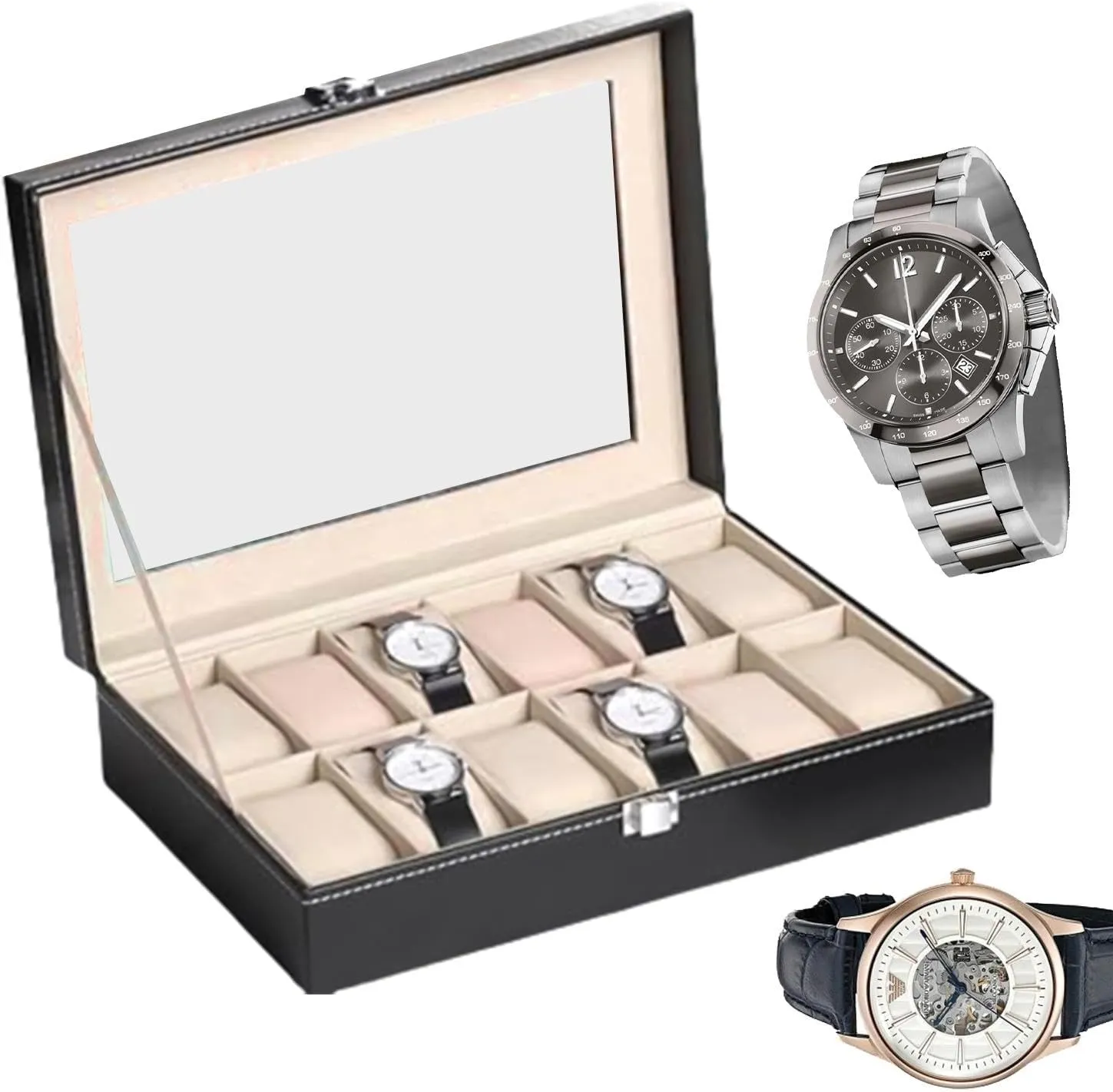 For Timepiece concur conjunction toxic prevail offshoot Collectors, Watches And Keep Organized Watch Display Case - 12 Slot Organizer, Jewelry Storage Box | Stylish Waterproof Watch Holder, Durablee Design Premium Display Solution 