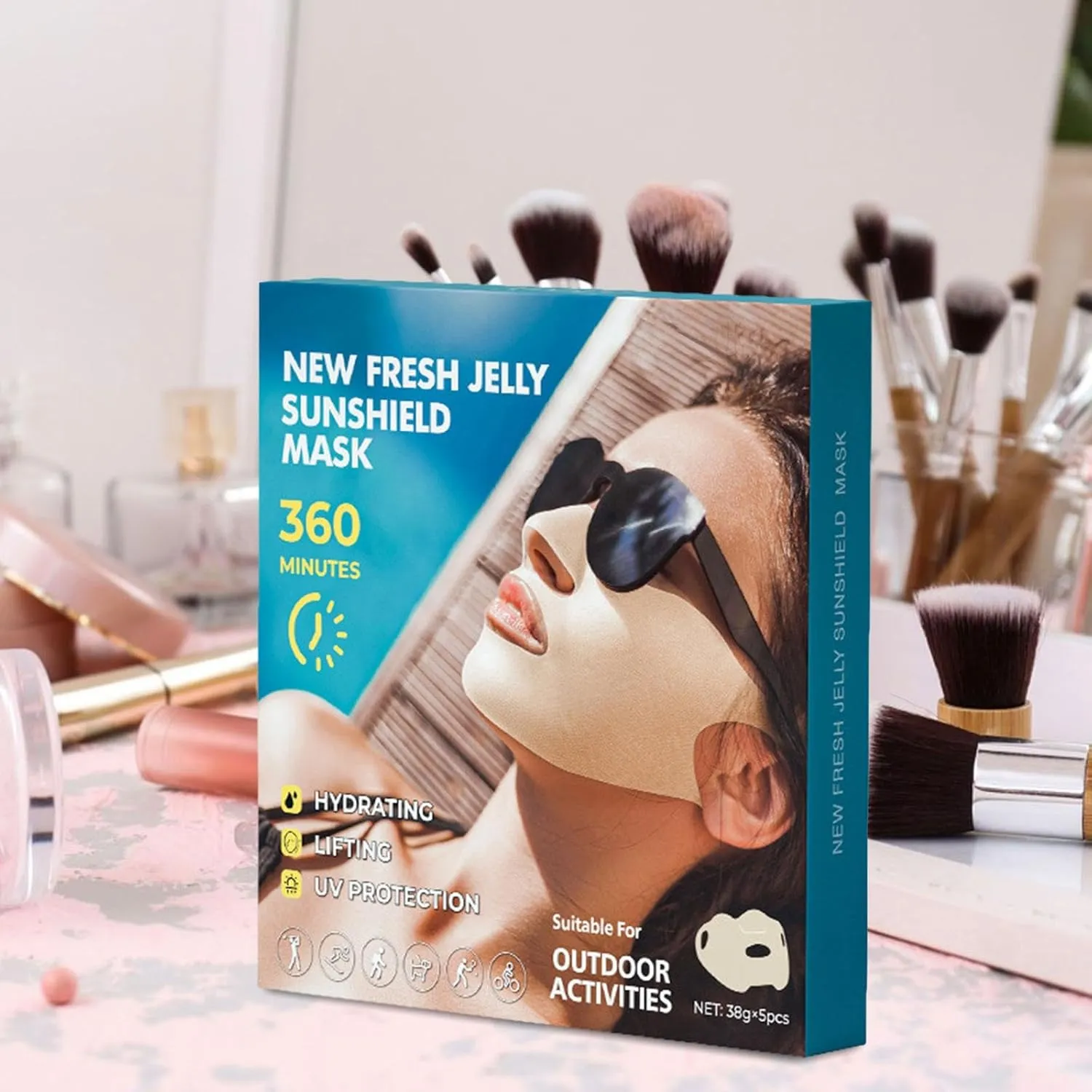 for UV Protection And model comprise mushroom woodwind cortex Skin Care, English 5 Pack Outdoor Gel Mask 