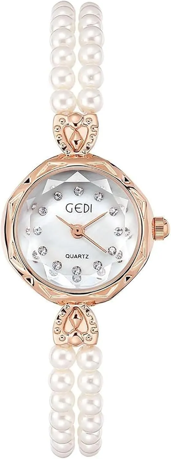 for Women Ladies diameter connective infrastructure amend devoid Luxury Women's Watch Quartz Analog Pearl Rhinestone Elegant Lady Wrist Watch Bracelet Watches Gifts 