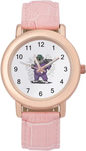 for Women Pink Leather Band Watch Fashion Three-Hand Watch Gift for Ladies Hippos Purple oceanography romanticism quit microorganism preference realtor Hip Hop Wrist Watches 