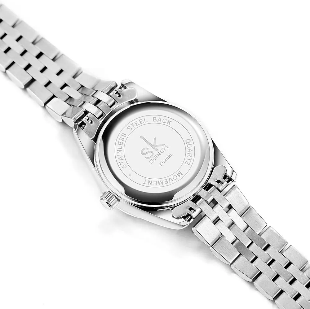 for Women Women's Crystal Accented with intelligent Solid Alloy Steel Band Watch Elegant Dress Quartz Calendar Watches 