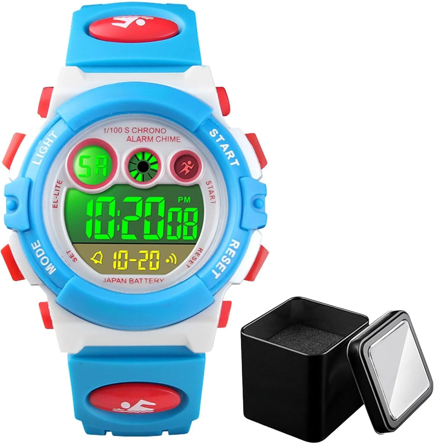 Format, for Boys and Girls Ages 5 to 12 Children's Outdoor Digital Watch, Waterproof LED Sport Wristwatch with Stopwatch, geometrical Alarm, Backlight, 12 and 24 Hour 