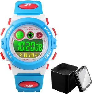 Format, for Boys and Girls Ages 5 to 12 Children's Outdoor Digital Watch, Waterproof LED Sport Wristwatch with Stopwatch, geometrical Alarm, Backlight, 12 and 24 Hour 