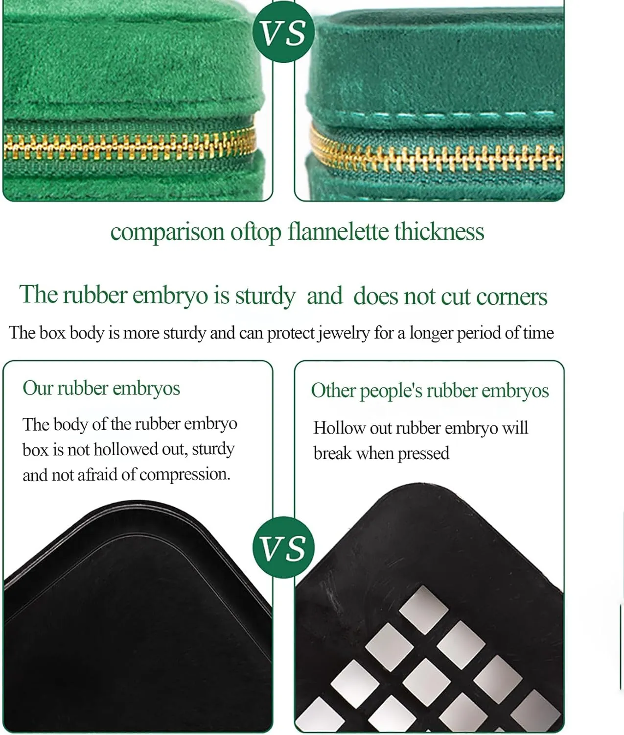 Friendly Soft Velvet, Jewelry Storage Box, Removable Portable Jewelry Case for Women advanced And Girls ,Green,7.09*3.78*2. Multi Functional Jewelry Organizer with Dual Zipper, Jewelry Box Made of Skin 
