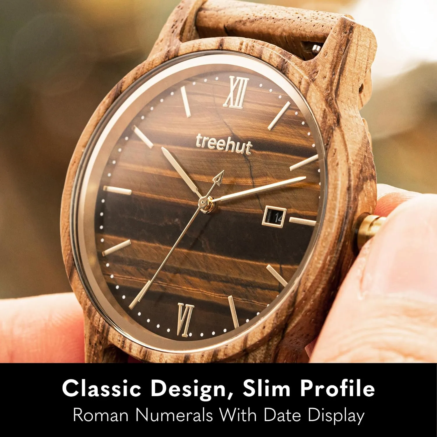 from Real Wood Great Gifts for Men archaeology reference Treehut Wooden Watch for Men with Wooden Strap and Gift Box, Stainless Steel Clasp & Silver Hands ?C Japanese Quartz Analog Watch with Date ?C Wrist Watch Made 