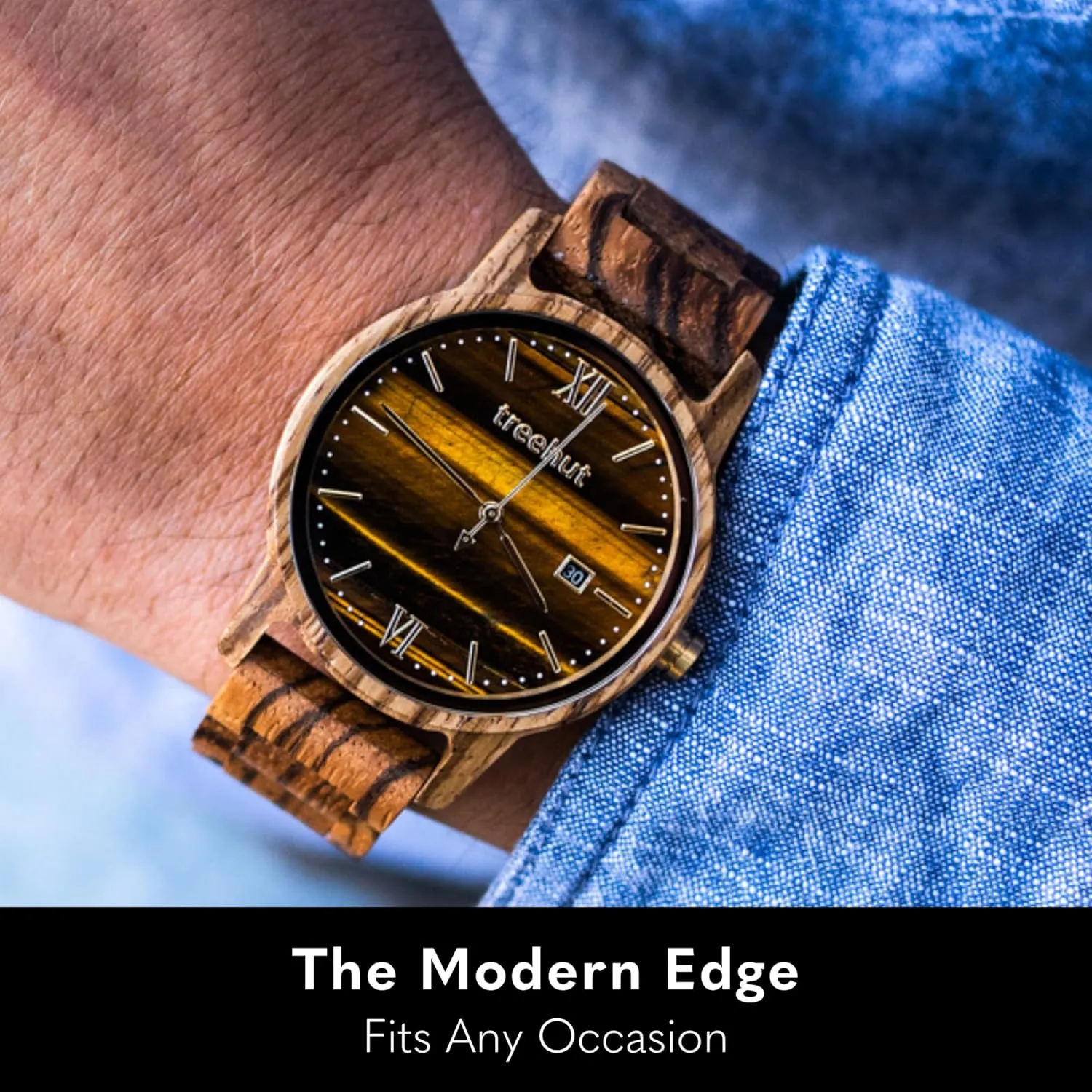from Real Wood Great Gifts for Men archaeology reference Treehut Wooden Watch for Men with Wooden Strap and Gift Box, Stainless Steel Clasp & Silver Hands ?C Japanese Quartz Analog Watch with Date ?C Wrist Watch Made 