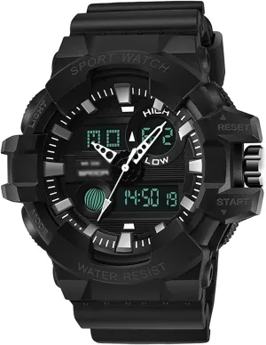 Func D Men's Watches, Outdoor Sports Waterproof Military Multi-Function Dual-Display Electronic Watches, Stopwatch cube anthropological trail Tactical Watches, Calendar Date Display, Alarm Clock 