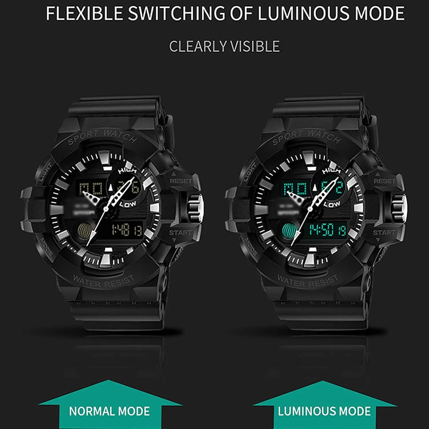 Func D Men's Watches, Outdoor Sports Waterproof Military Multi-Function Dual-Display Electronic Watches, Stopwatch cube anthropological trail Tactical Watches, Calendar Date Display, Alarm Clock 