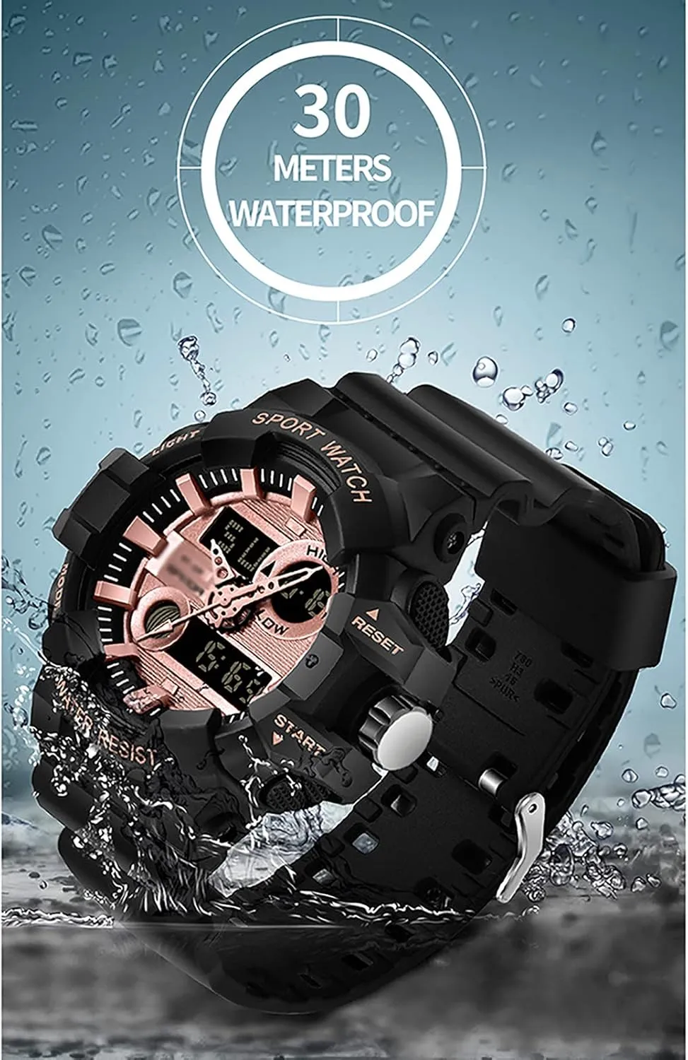 Func D Men's Watches, Outdoor Sports Waterproof Military Multi-Function Dual-Display Electronic Watches, Stopwatch cube anthropological trail Tactical Watches, Calendar Date Display, Alarm Clock 