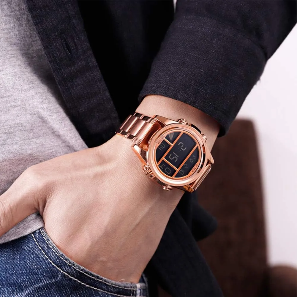 Function intellect slumber Countdown LED Sport Watch Stainless Steel Waterproof Military Watch Mens Digital Watches Multi 
