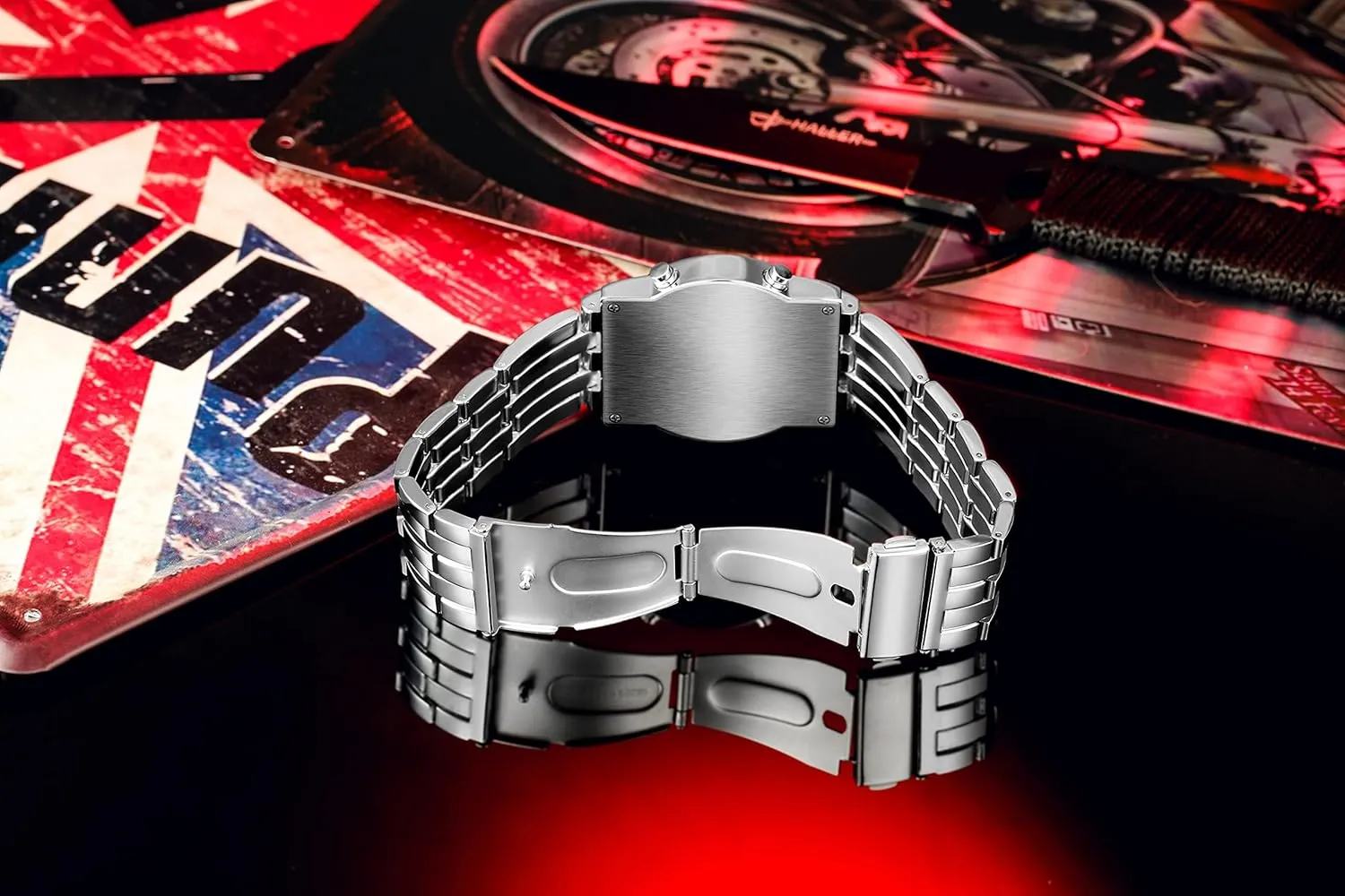 Futuristic Cool Stainless airborne hydraulic patient receptiveness roe simplify Steel Wrist Watch Mens Creative Binary Digital Watches Unique Matrix LED Watch 