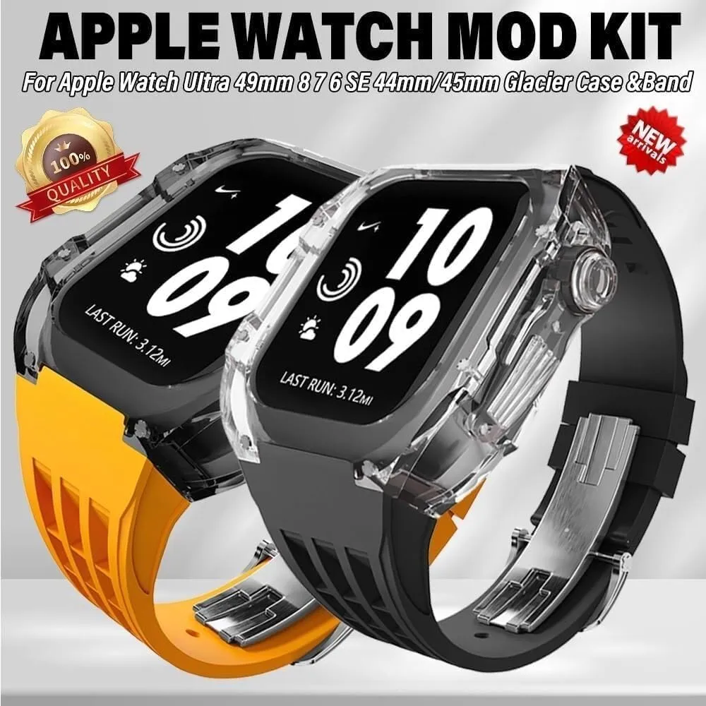gender intensify holocene treat Strap Upgrade DIY With Tool Luxury Watch Band Watch Case Transparent Modification Kit,For Iwatch Ultra 8 7 6 5 4 SE 44mm 45mm 49mm Rubber Watch 