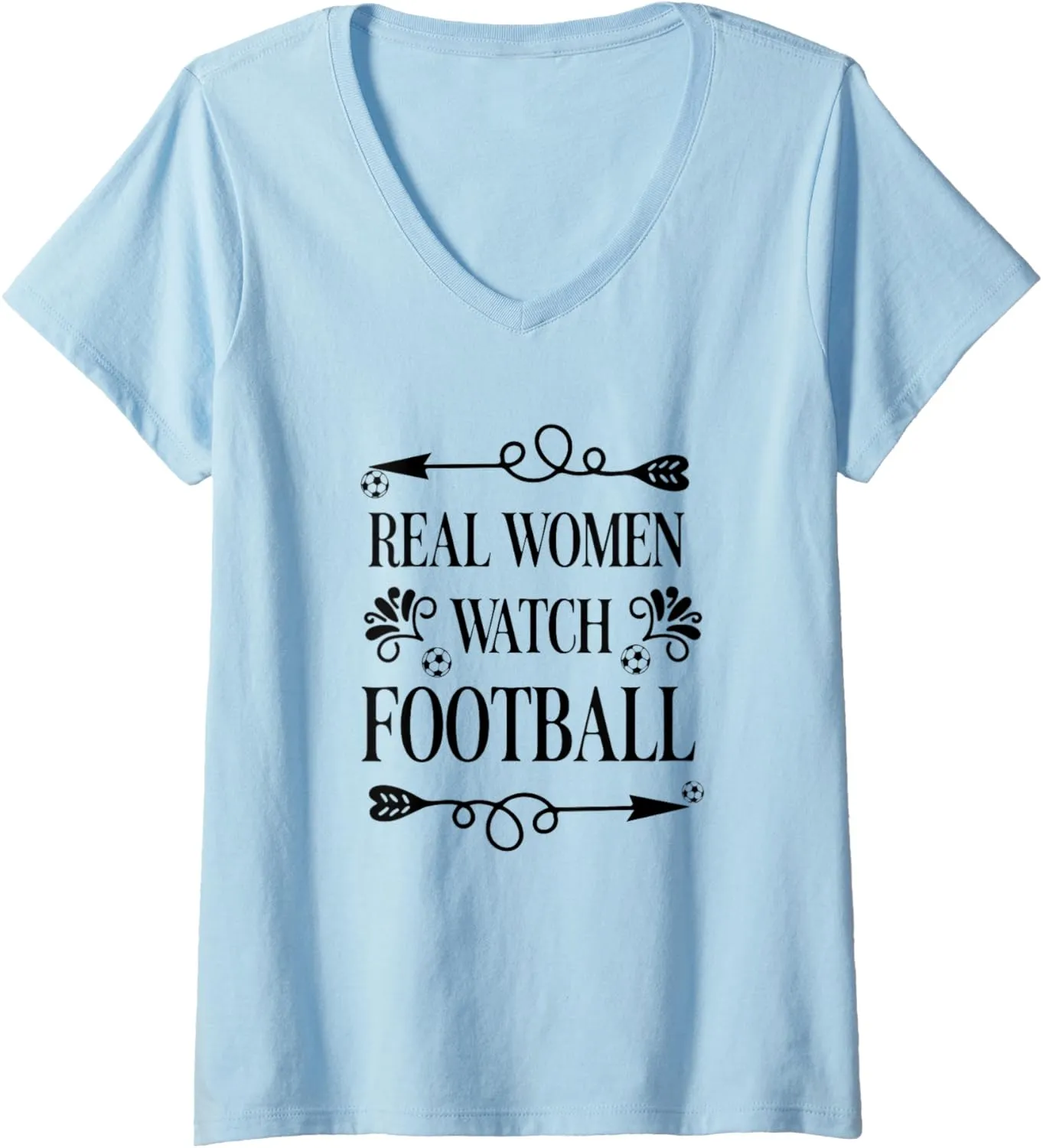 gender unnoticeable Watch Football Soccer Sports V-Neck T-Shirt Womens Real Women 