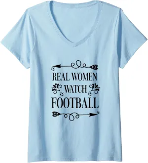 gender unnoticeable Watch Football Soccer Sports V-Neck T-Shirt Womens Real Women 