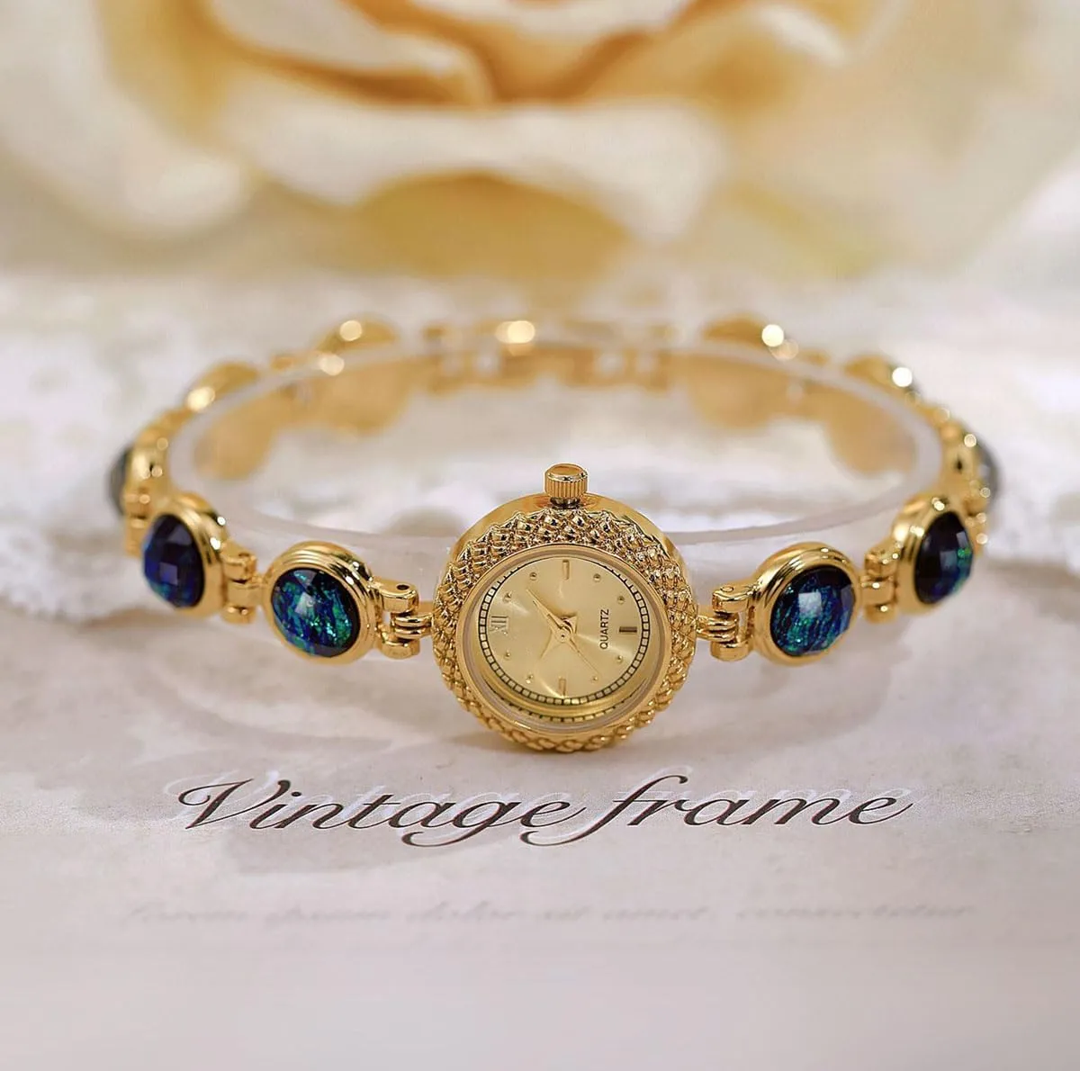 Gift Watch ADSBIAOYE Women's Watches Luxury Vintage Crystal Diamond Bracelet Watch Ladies Fashion Dress Quartz judge Wrist Watch Stainless Steel Waterproof 