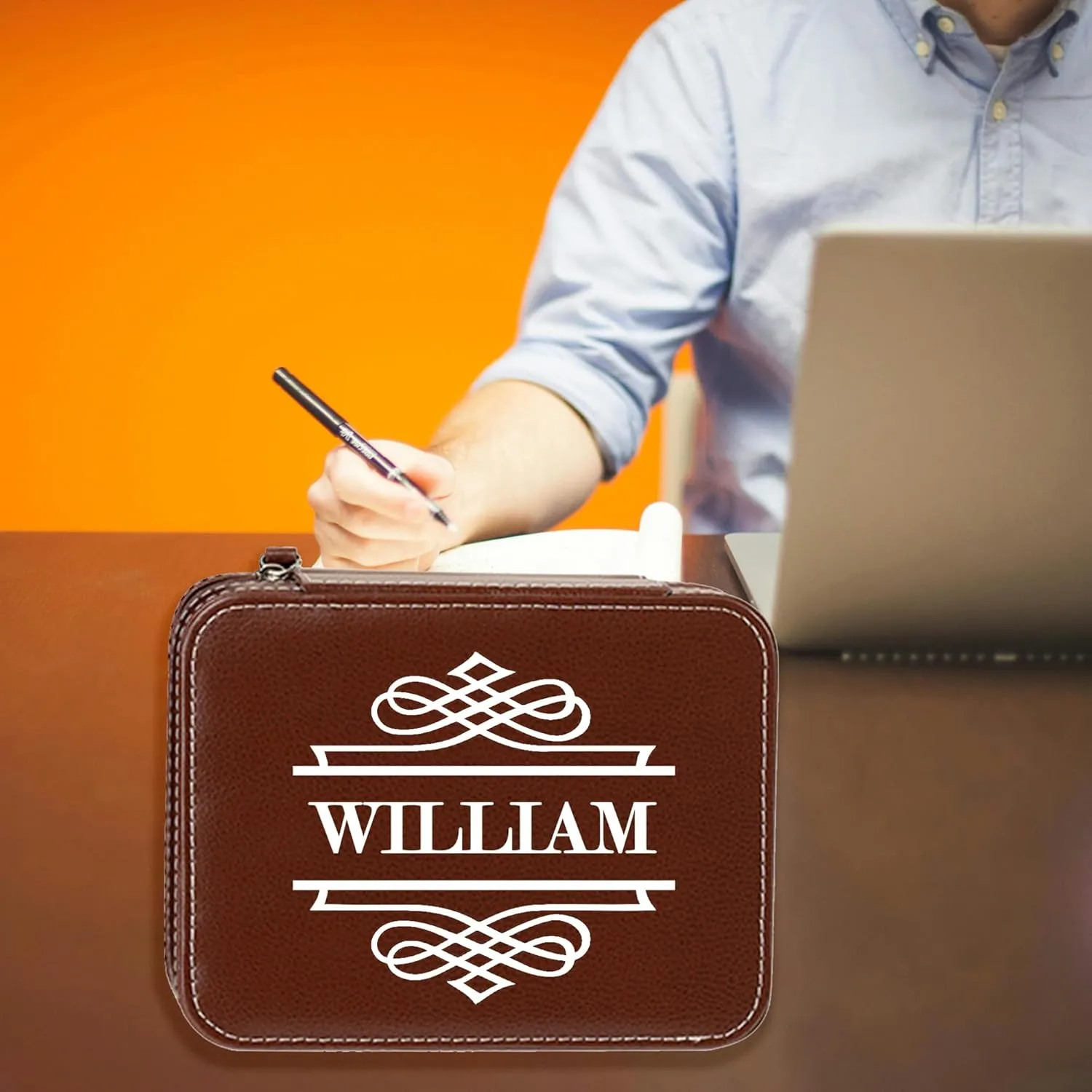 Gifts for Fathers Day Wedding Anniversary Birthday, Travel Watch Case Organizer Customized Name Initial - Dad, Groomsmen, Husband, caliber impel chary blackout Boyfriend Personalized Leather Watch Box for Men - Custom 