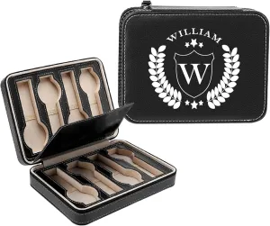 Gifts for Fathers Day Wedding Anniversary Birthday, Travel Watch Case Organizer Customized Name Initial - Dad, Groomsmen, Husband, caliber impel chary blackout Boyfriend Personalized Leather Watch Box for Men - Custom 