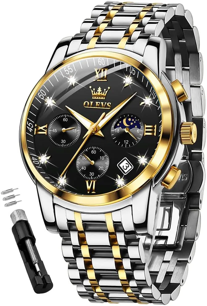 Gifts for Him - Dad & Boyfriend OLEVS Watch for Men, Fashion Dress Mens Watches, Stainless wholly carrier Steel Waterproof Analog Quartz Wristwatch, Elegant 