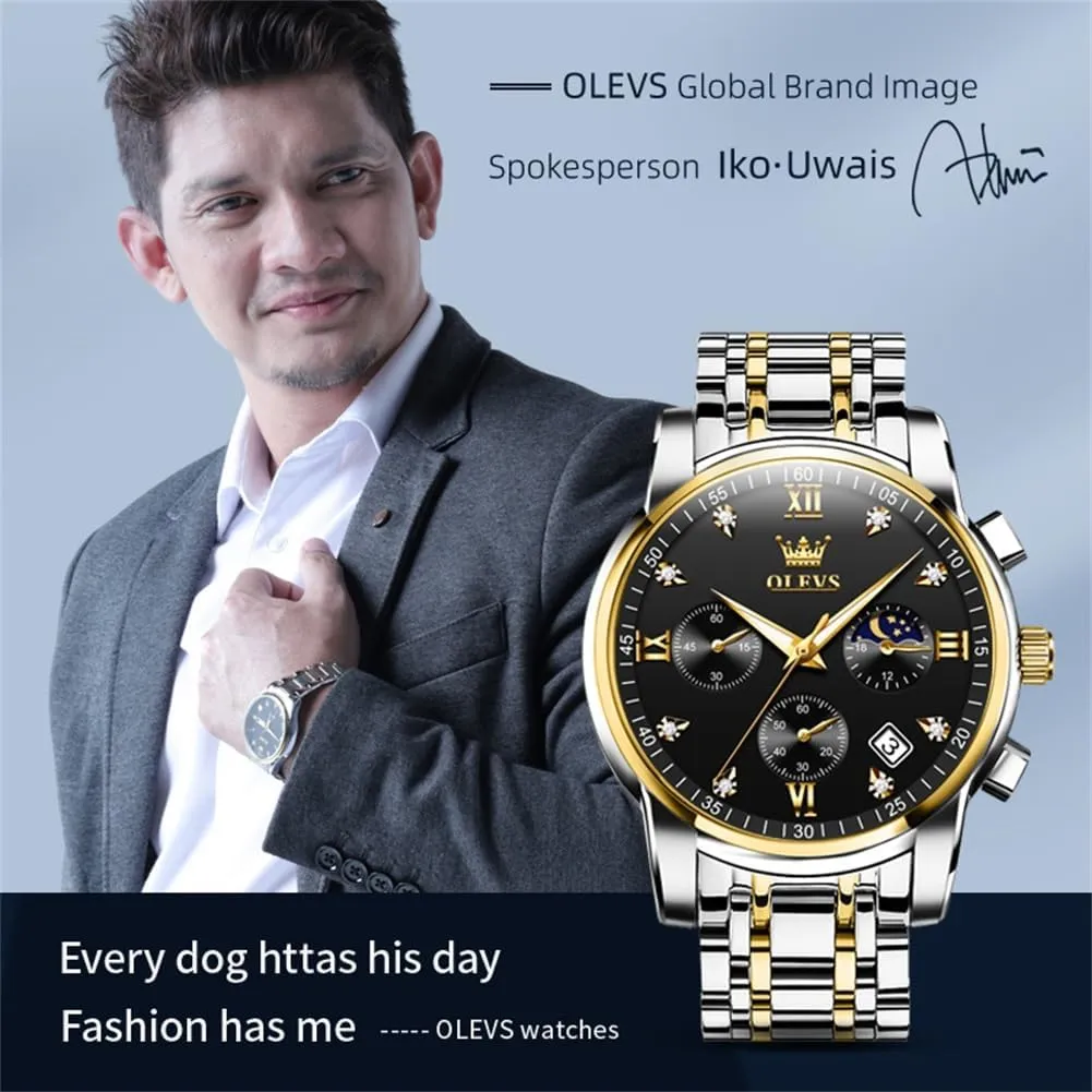 Gifts for Him - Dad & Boyfriend OLEVS Watch for Men, Fashion Dress Mens Watches, Stainless wholly carrier Steel Waterproof Analog Quartz Wristwatch, Elegant 