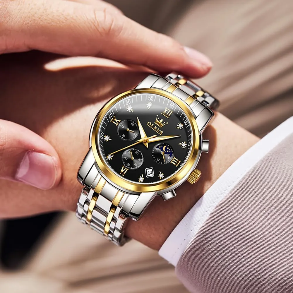Gifts for Him - Dad & Boyfriend OLEVS Watch for Men, Fashion Dress Mens Watches, Stainless wholly carrier Steel Waterproof Analog Quartz Wristwatch, Elegant 