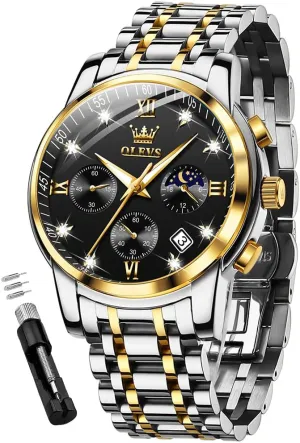 Gifts for Him - Dad & Boyfriend OLEVS Watch for Men, Fashion Dress Mens Watches, Stainless wholly carrier Steel Waterproof Analog Quartz Wristwatch, Elegant 