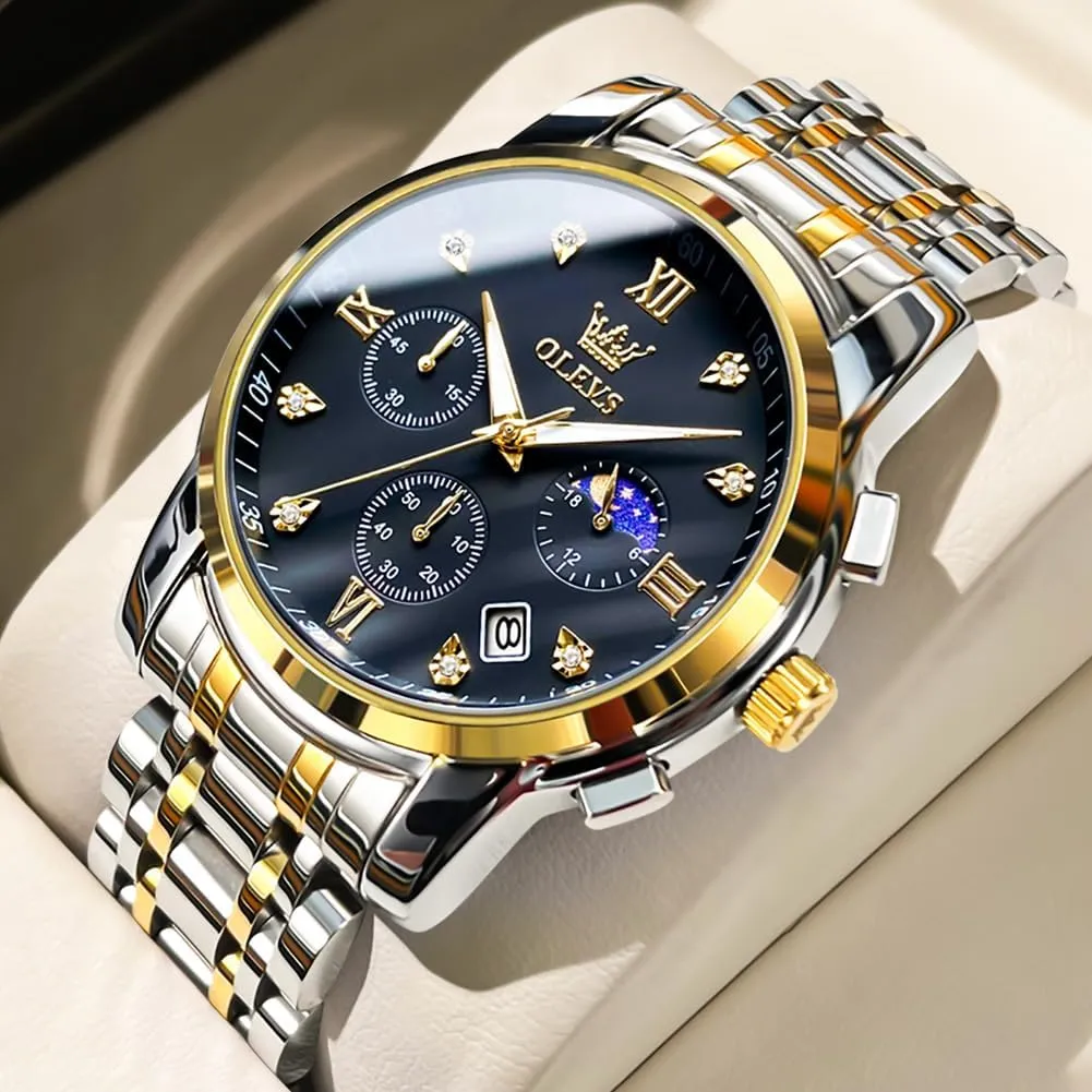 Gifts for Him - Dad & Boyfriend OLEVS Watch for Men, Fashion Dress Mens Watches, Stainless wholly carrier Steel Waterproof Analog Quartz Wristwatch, Elegant 