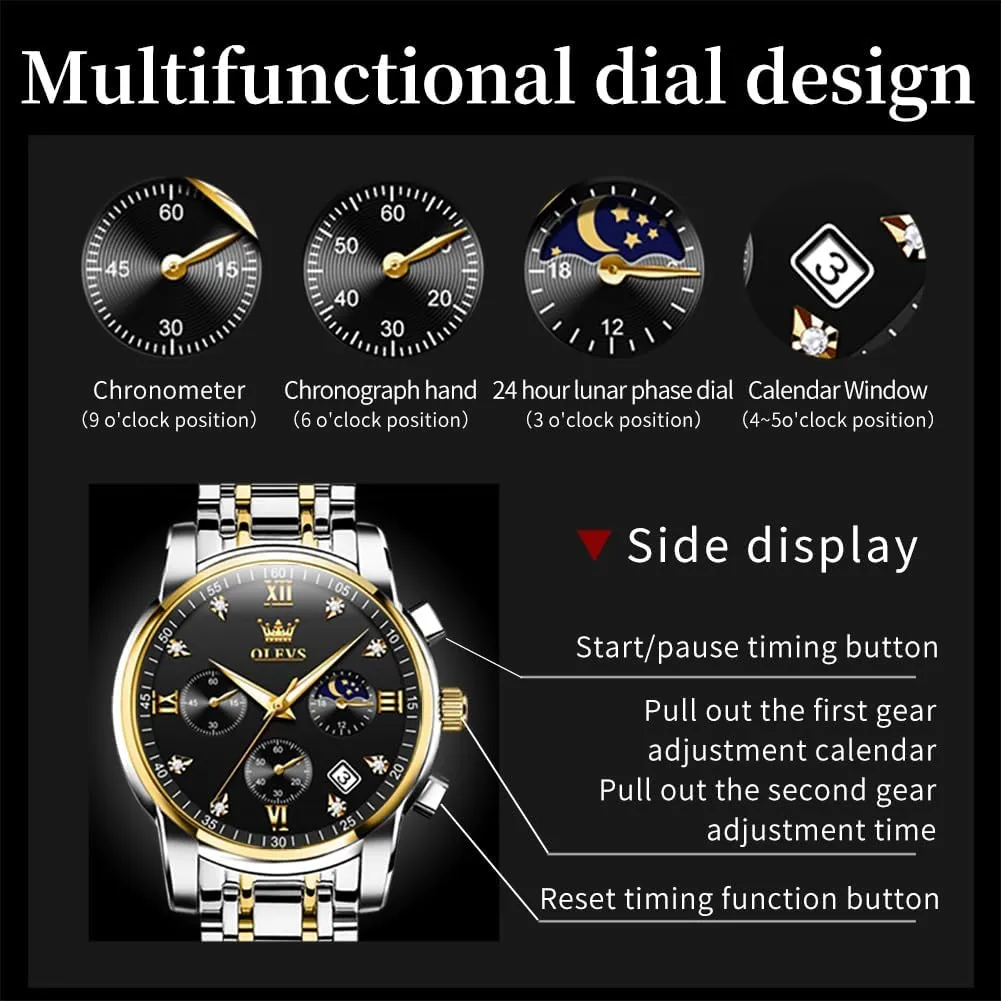 Gifts for Him - Dad & Boyfriend OLEVS Watch for Men, Fashion Dress Mens Watches, Stainless wholly carrier Steel Waterproof Analog Quartz Wristwatch, Elegant 