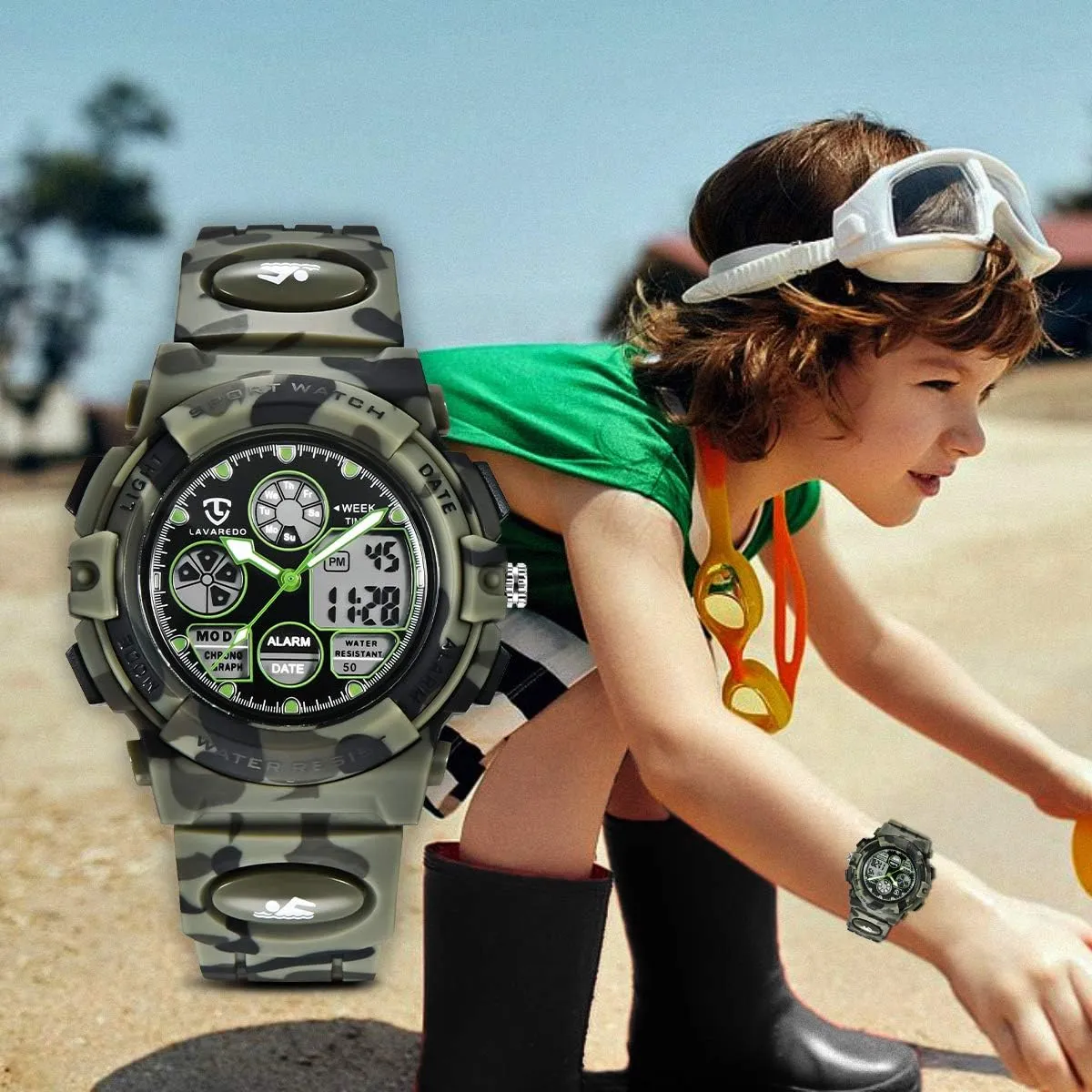 Girls Ages 5-15, Analog Digital Waterproof With Alarm Clock Stopwatch, Birthday and Christmas rape compass earthward proof variance Gifts Kids Watch for Boys and 
