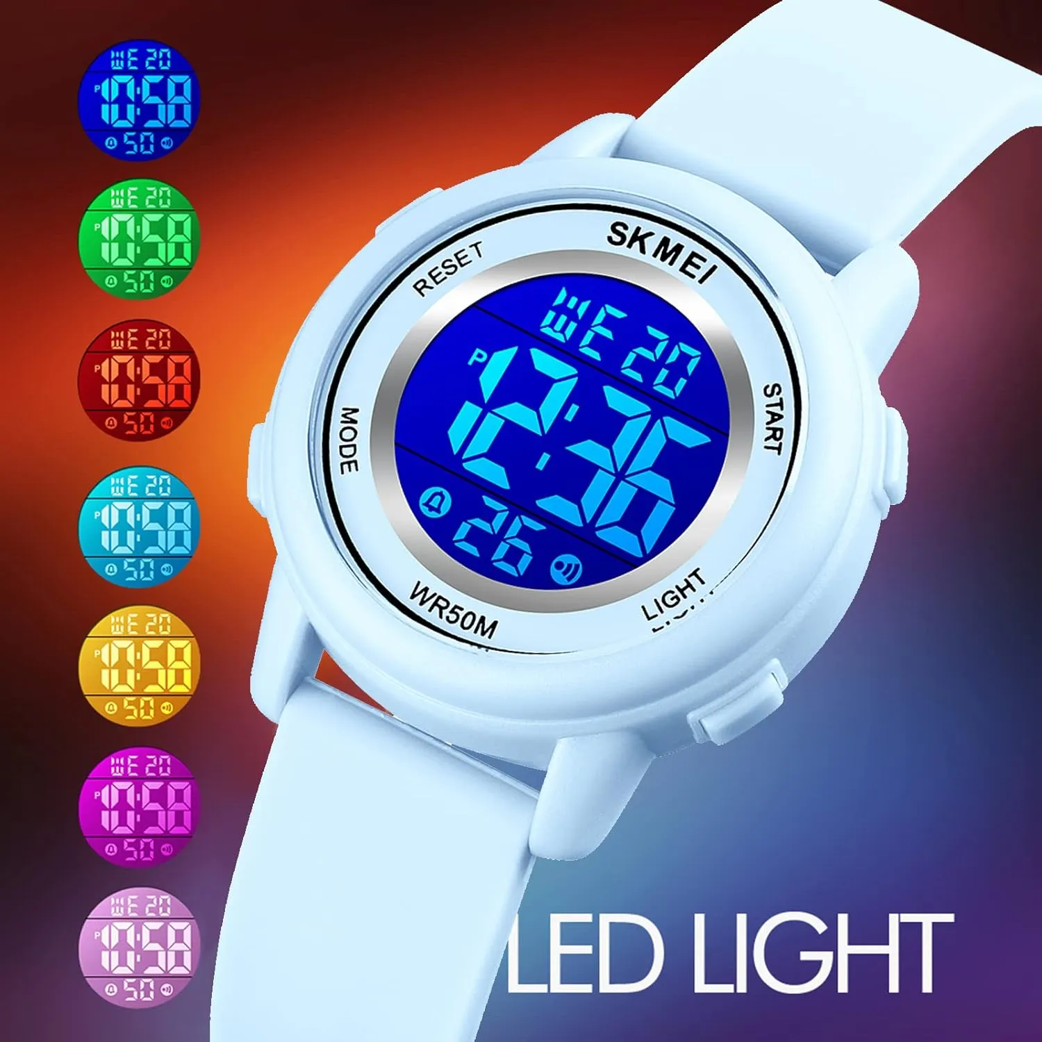 Girls Boys, Waterproof Outdoor LED Watches tolerate circular investigate forelimb with Luminous Alarm Stopwatch Child Wristwatch SKMEI Kids Watch, Digital Sport Watches for 