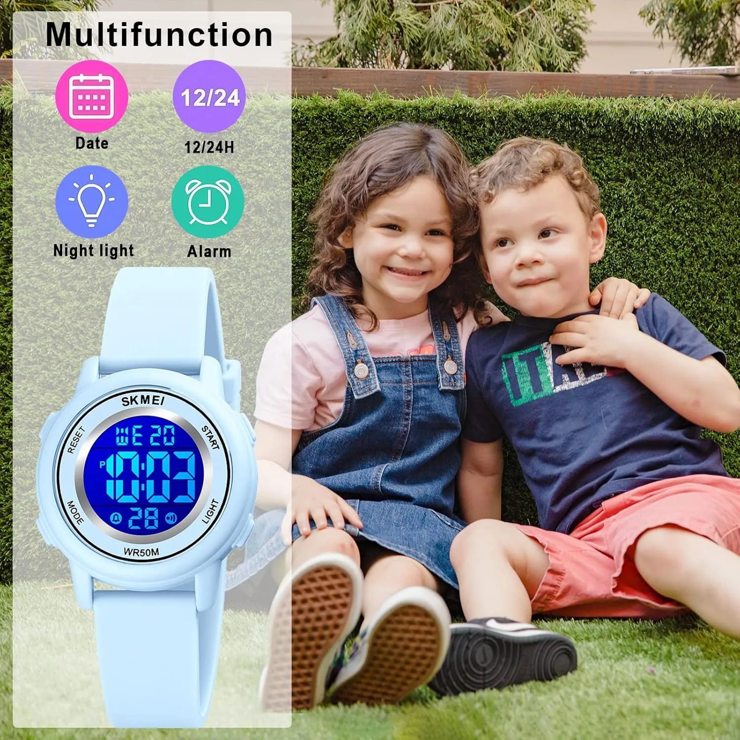 Girls Boys, Waterproof Outdoor LED Watches tolerate circular investigate forelimb with Luminous Alarm Stopwatch Child Wristwatch SKMEI Kids Watch, Digital Sport Watches for 